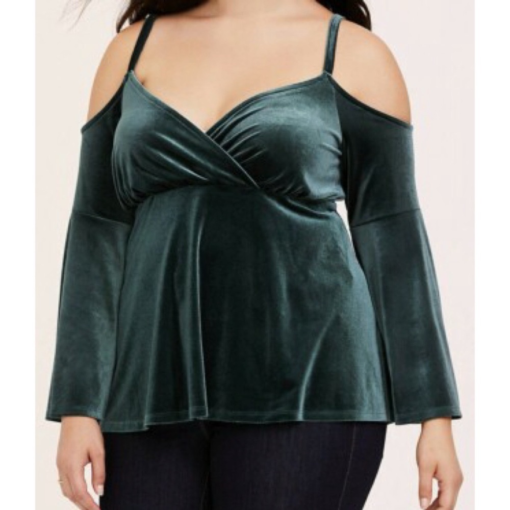Torrid Velvet Cold Shoulder Renaissance Babydoll Top 3X